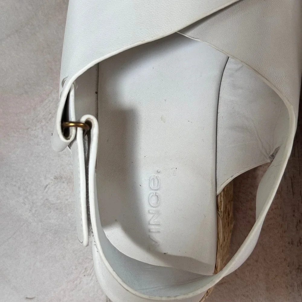 Vince Womens White Leather Platform Espadrille Sandals Slingback Size 7M EUR 37